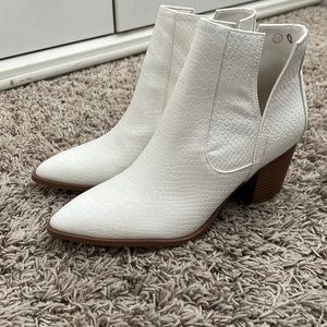 White Snake Skin Booties